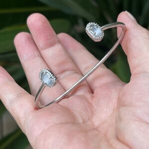 Kendra Scott iridescent gemstone diamanté rhodium plated cuff bangle bracelet